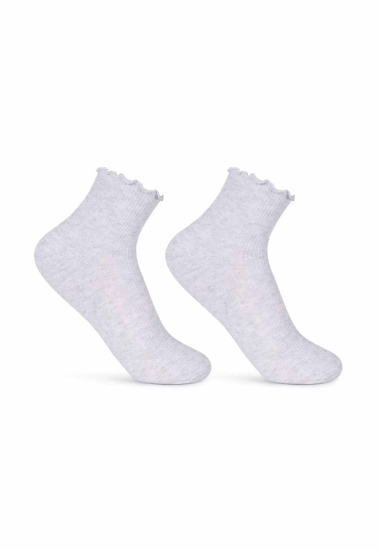 Skarpetki dziewczęce, bezuciskowe, prążkowane, szare, Be Snazzy