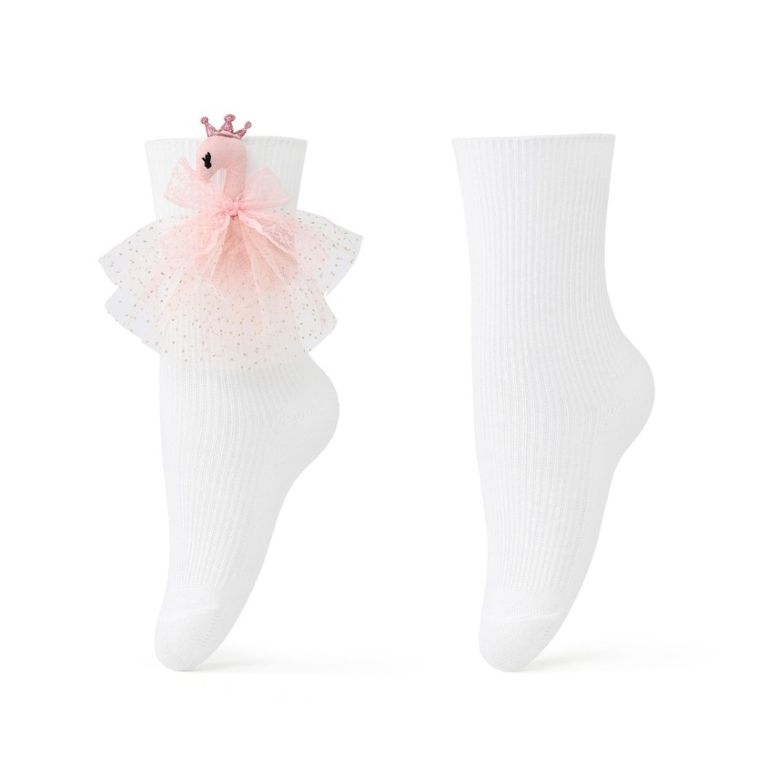 Skarpetki dziewczęce, białe, Be Snazzy