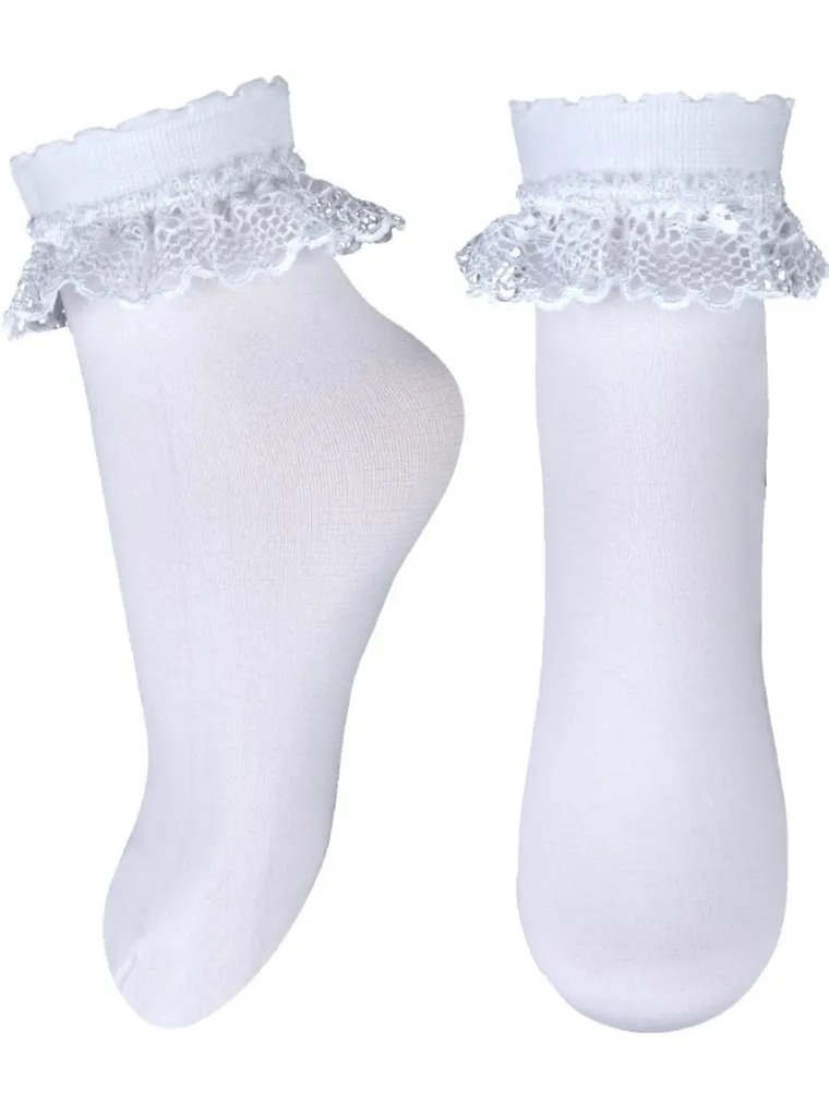 Skarpetki dziewczęce, cienkie, białe, Milusie