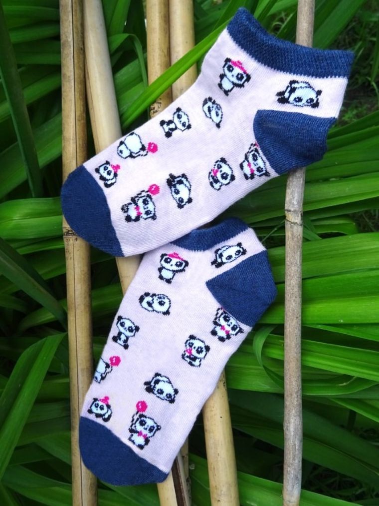 Skarpetki dziewczęce, stopki, różowo-granatowe, Milusie