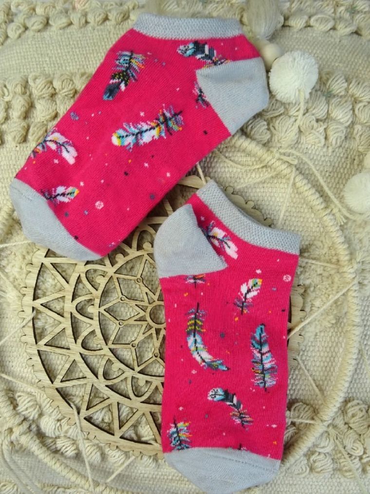 Skarpetki dziewczęce, stopki, różowo-szare, Milusie