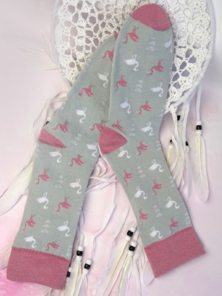 Skarpetki dziewczęce, szaro-różowe, Milusie