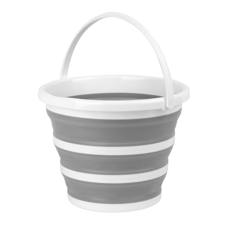 Składane wiadro silikonowe, 10 l, szare