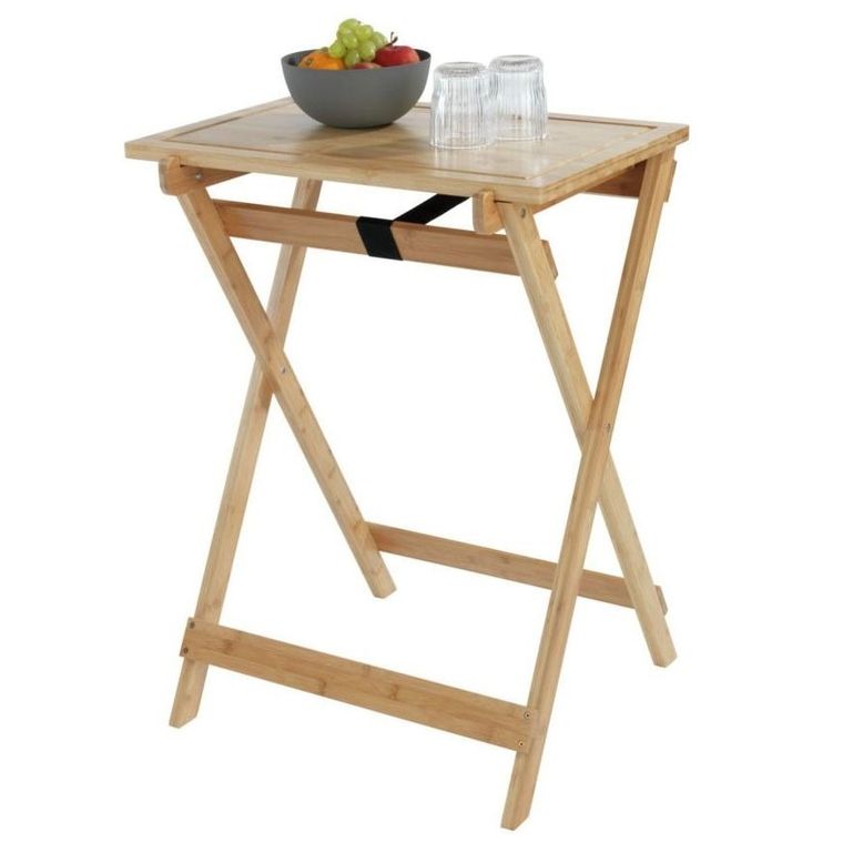 Składany stolik bambusowy, Lugo, z deską i tacą, 3w1