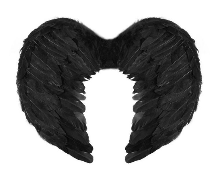Skrzydła anioła z piór, czarne, 45-35 cm