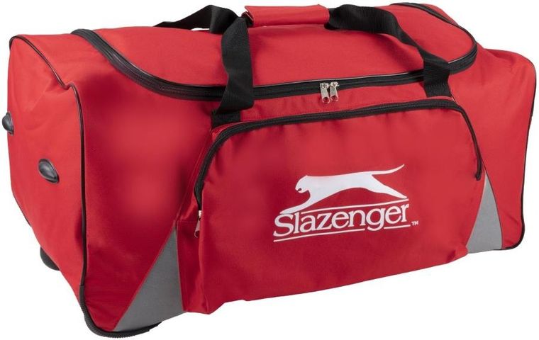 Slazenger, torba sportowa podróżna z kółkami, kolor czerwony
