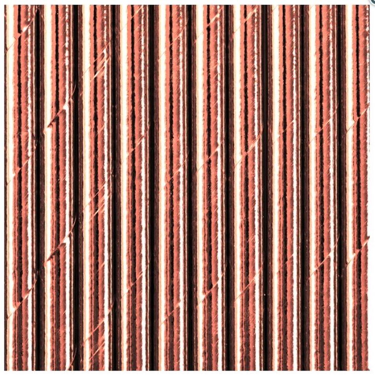 Słomki papierowe, różowe złoto, 10 szt.