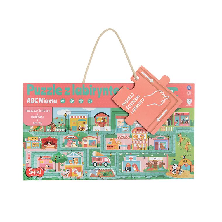 Smiki, ABC Miasta, puzzle z labiryntem, 20 obrazków, 12 elementów