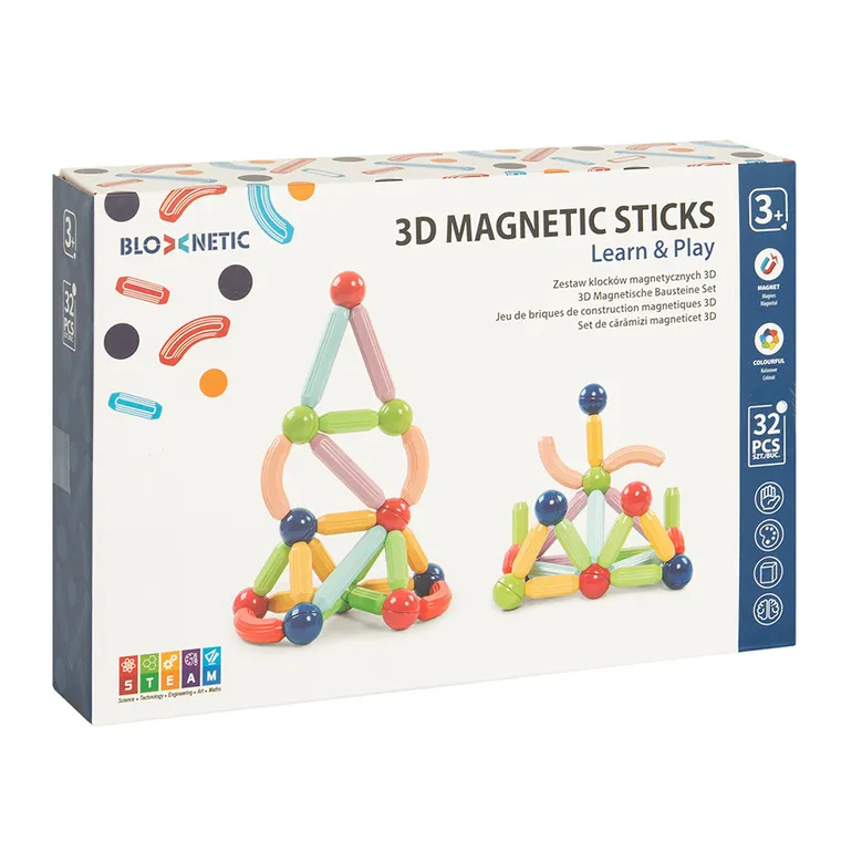 Smiki, Bloxnetic, magnetyczne klocki konstrukcyjne, 32 elementy