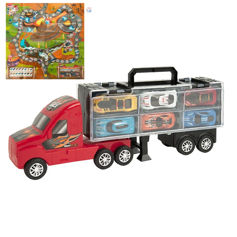 Smiki, Ciężarówka transportowa z samochodami, pojazd i gra planszowa