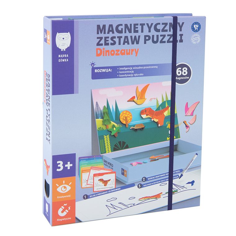 Smiki, Dinozaury, puzzle magnetyczne, 68 elementów