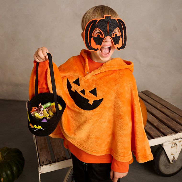 Smiki, Dynia, poncho z kapturem, pomarańczowe