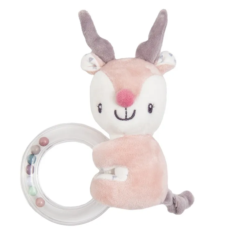 Smiki, Jeleń, grzechotka z maskotką, różowa