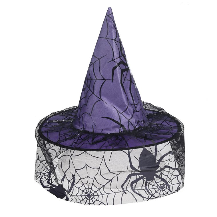 Smiki, kapelusz czarownicy, fioletowy, pająki