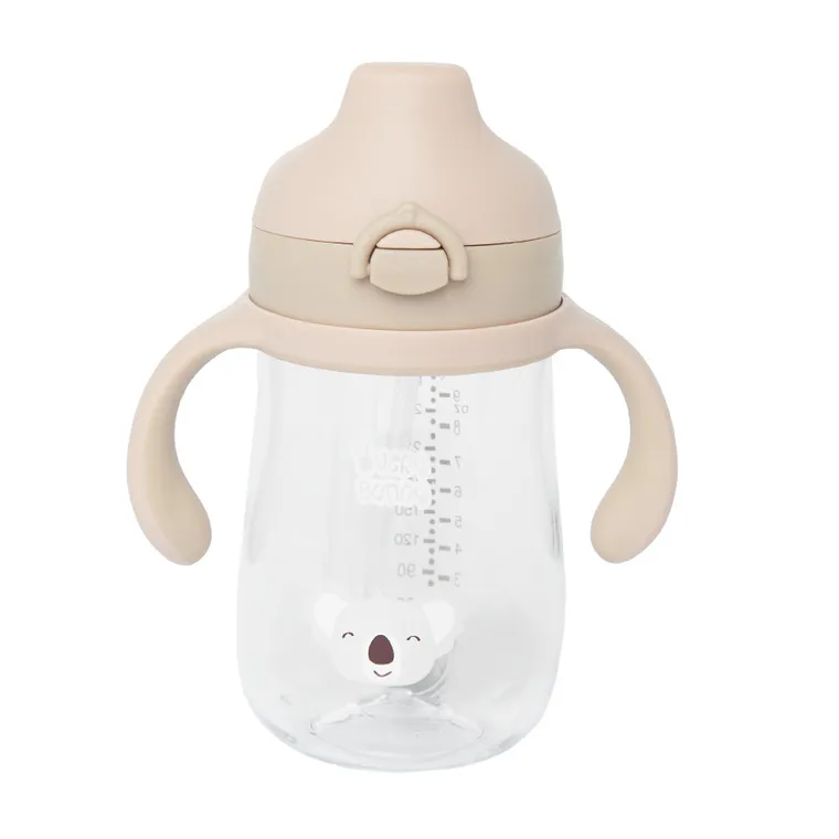 Smiki, Koala, bidon z obciążoną słomką, beżowy, 6m+, 280 ml