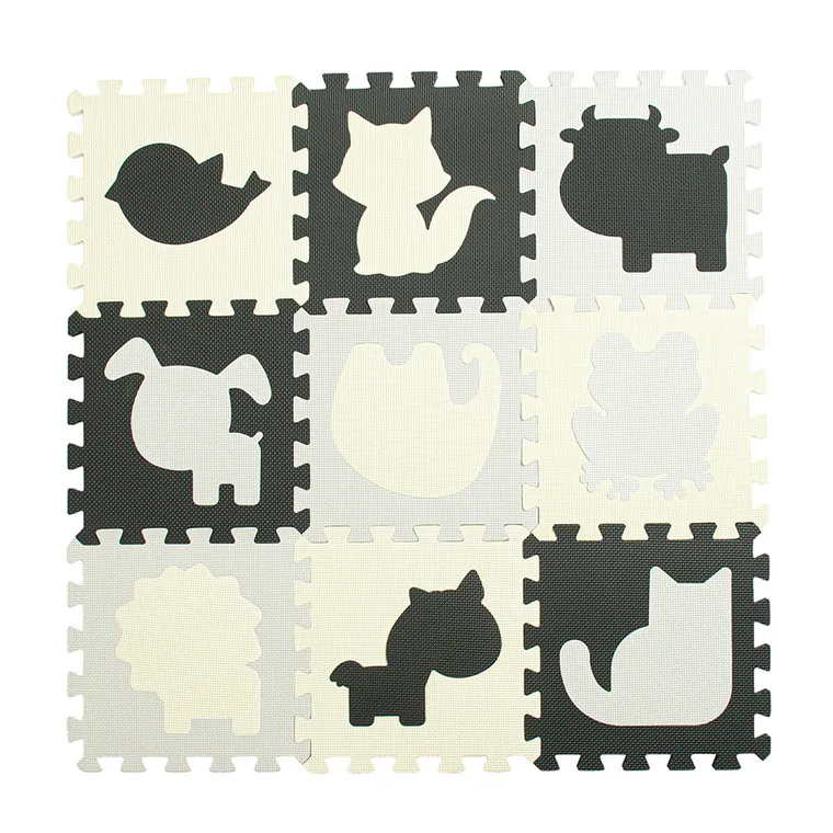 Smiki, kontrastowa mata piankowa, zwierzęta, 9 elementów