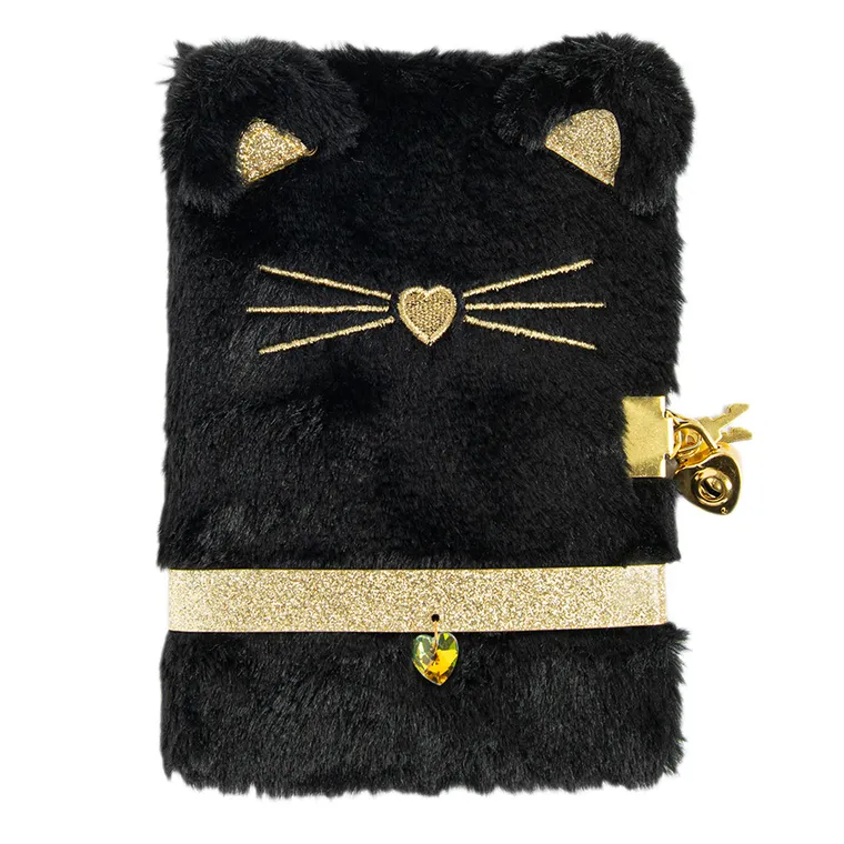 Smiki, Kotek, pluszowy pamiętnik, notes, czarny, 1 szt.