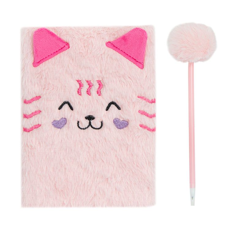 Smiki, Kotek, pluszowy pamiętnik, notes, różowy, 1 szt.