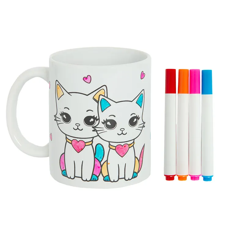 Smiki, Koty, kubek do malowania z flamastrami