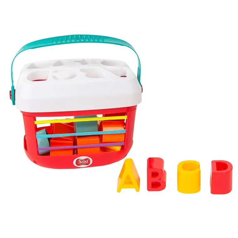 Smiki, Kształty i litery, wiaderko z sorterem, zabawka niemowlęca