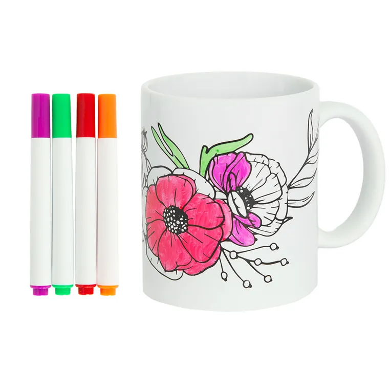 Smiki, Kwiaty, kubek do malowania z flamastrami