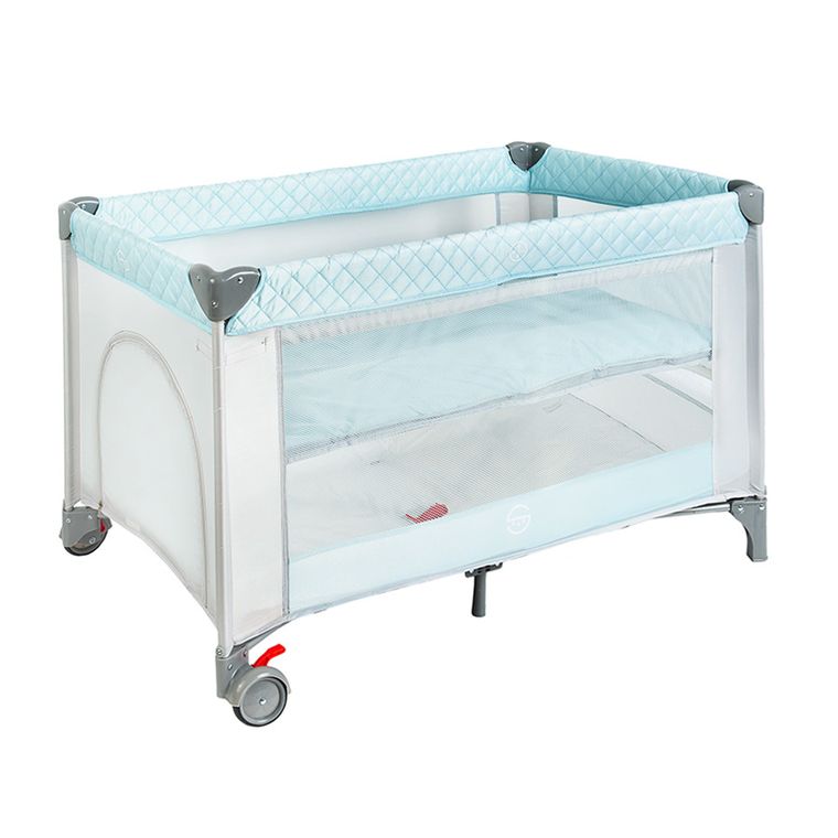 Smiki, łóżeczko turystyczne, dwupoziomowe, niebieskie