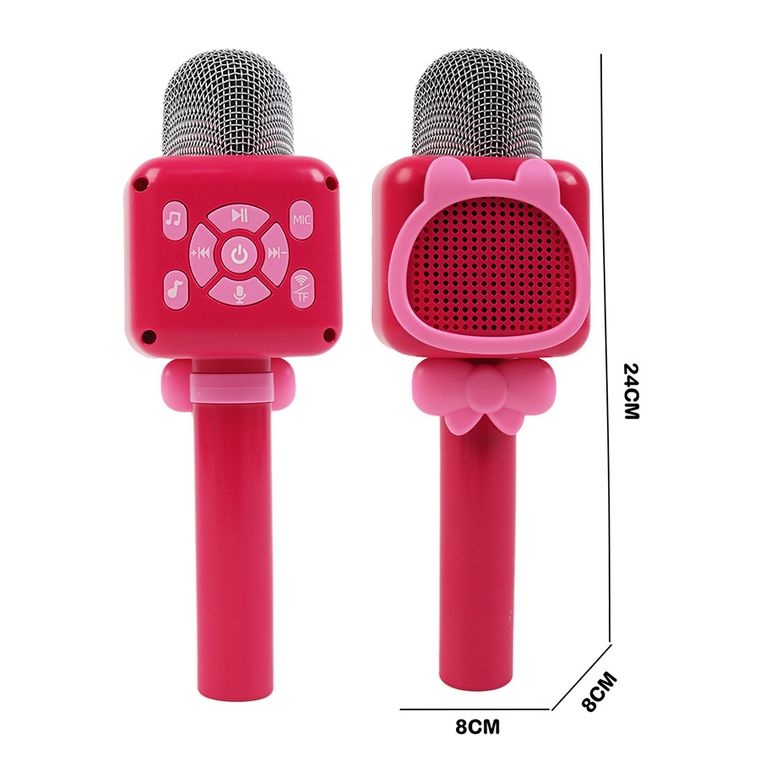 Smiki, mikrofon bluetooth z głośnikiem, różowy