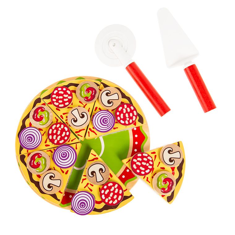 Smiki, Pizza, układanka drewniana, puzzle na rzepy