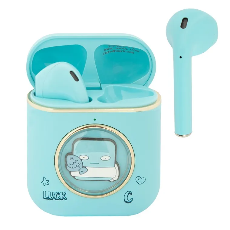 Smiki, słuchawki bezprzewodowe, douszne, niebieskie