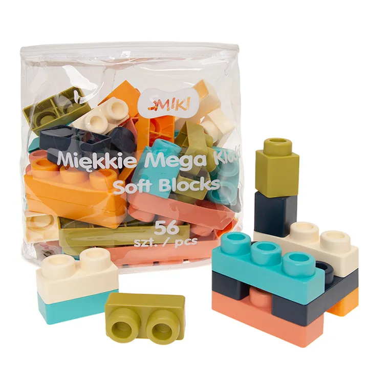 Smiki, Soft Blocks, miękkie klocki konstrukcyjne, 56 elementów