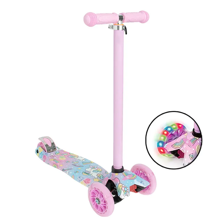 Smiki, trójkołowa hulajnoga ze świecącymi kołami LED, jednorożce