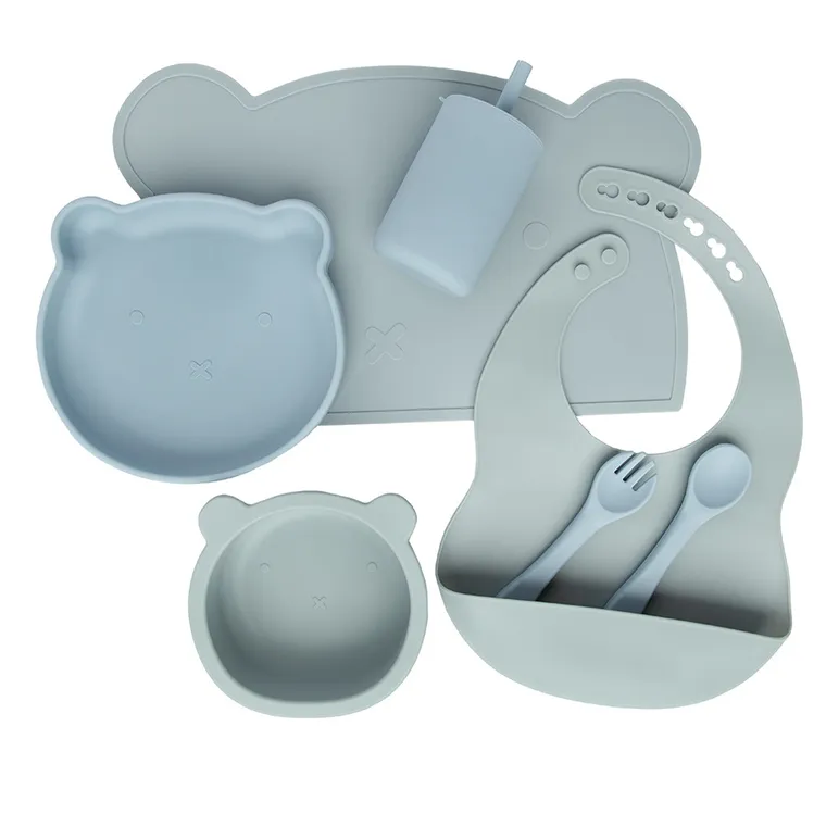 Smiki, Very Bunny, zestaw naczyń silikonowych, niebieski
