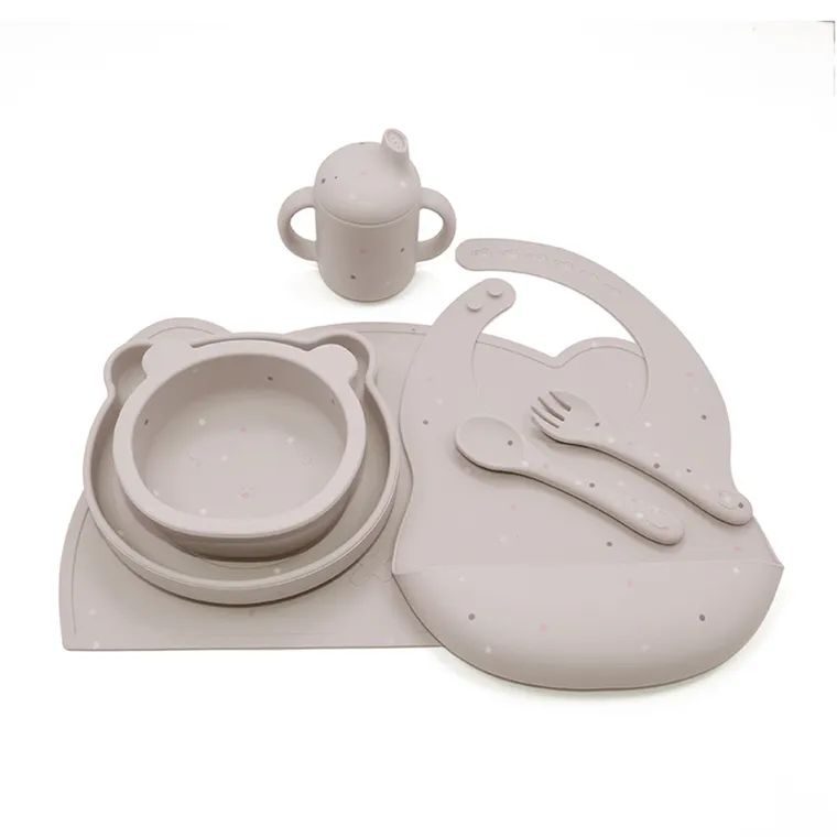 Smiki, Very Bunny, zestaw naczyń silikonowych z matą, 7 elementów