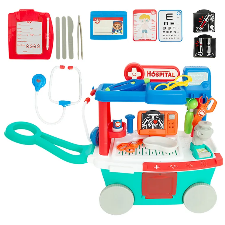 Smiki, zestaw medyczny, wózek z akcesoriami lekarza