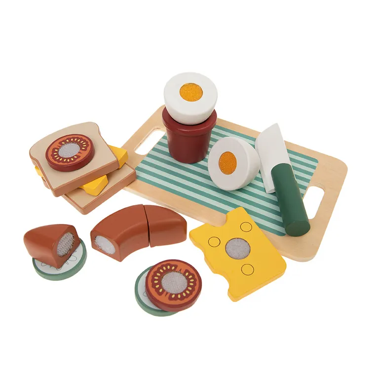 Smiki, zestaw śniadaniowy do krojenia, zabawka drewniana