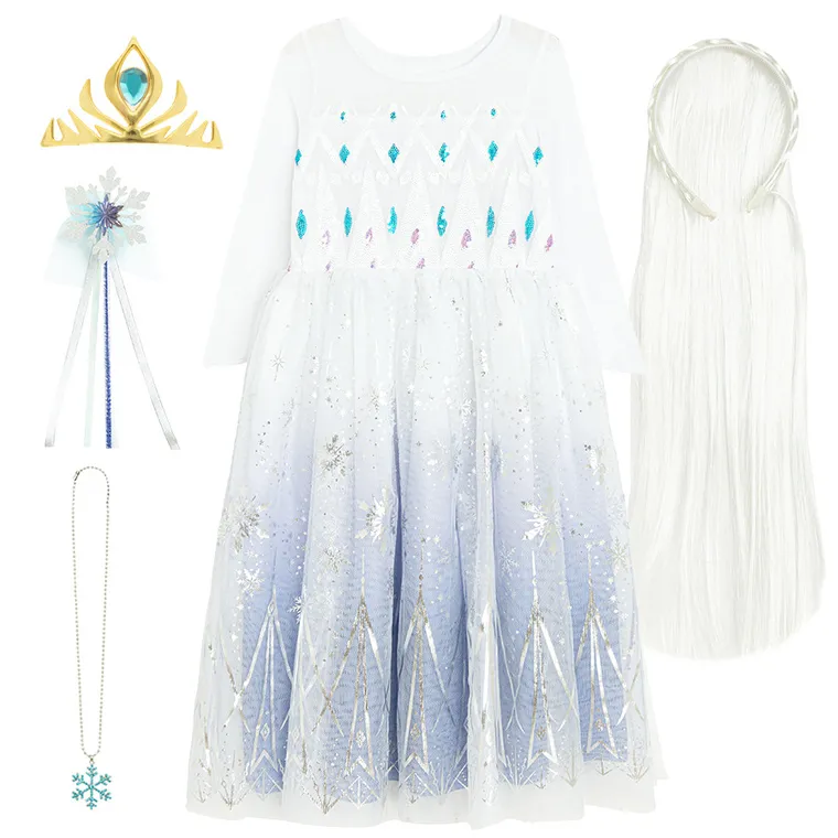 Smiki, Zimowa Księżniczka, sukienka z peruką, strój dla dzieci, 3-4 lata