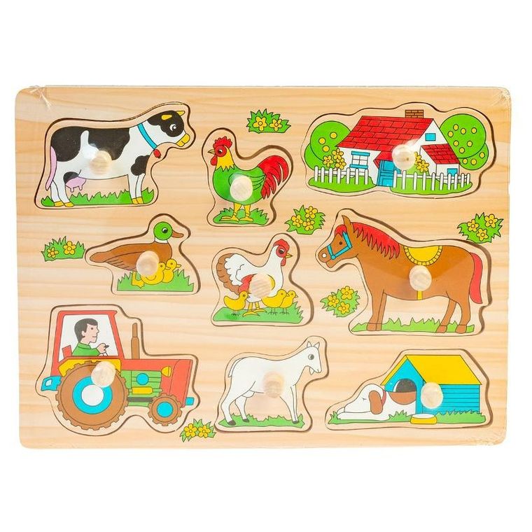 Smily Play, Farma, układanka drewniana z uchwytami