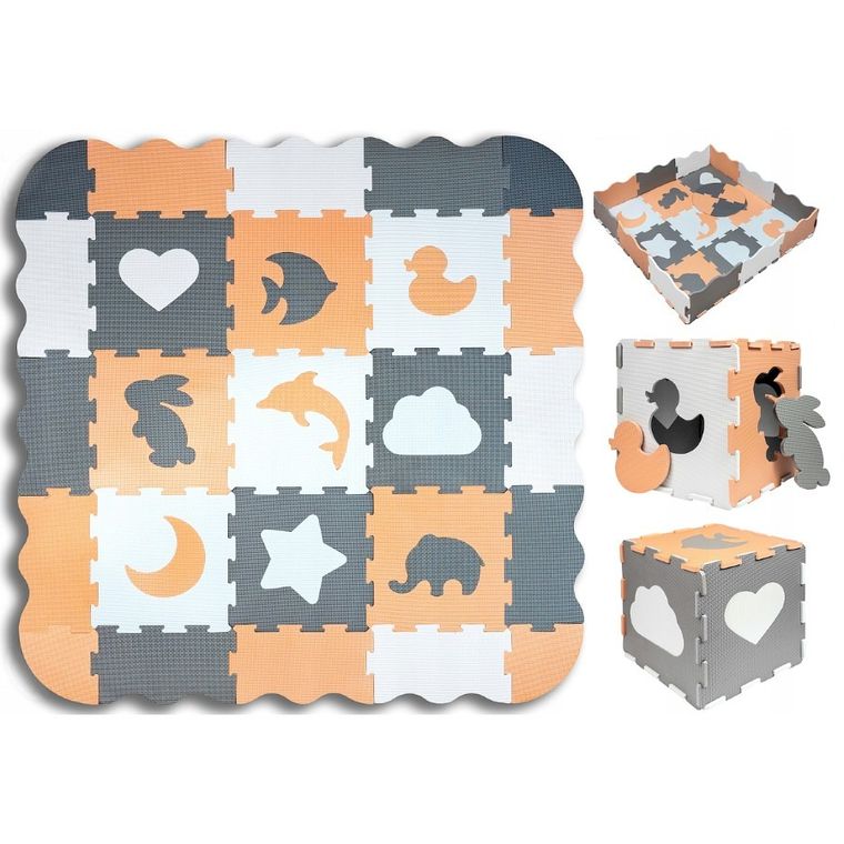 Smily Play, mata piankowa, szaro-pomarańczowa