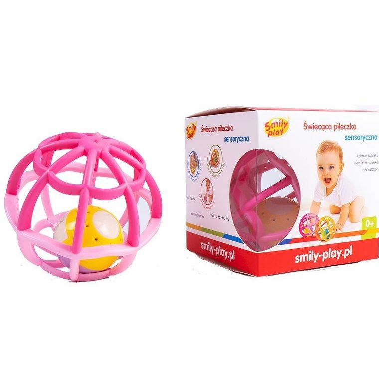 Smily Play, Świecąca piłeczka, grzechotka, różowa