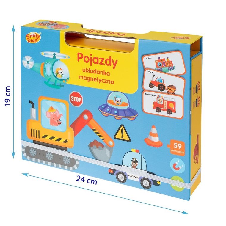 Smily Play, układanka magnetyczna, pojazdy