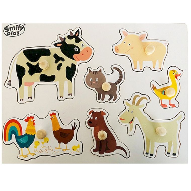 Smily Play, zwierzęta gospodarskie, układanka drewniana