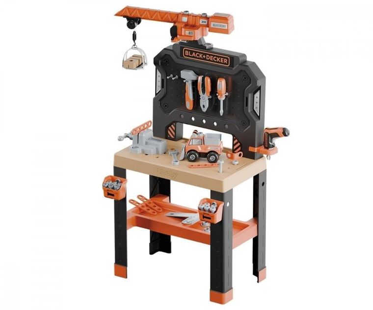 Smoby, Black+Decker, warsztat z dźwigiem, Bricolo Builder