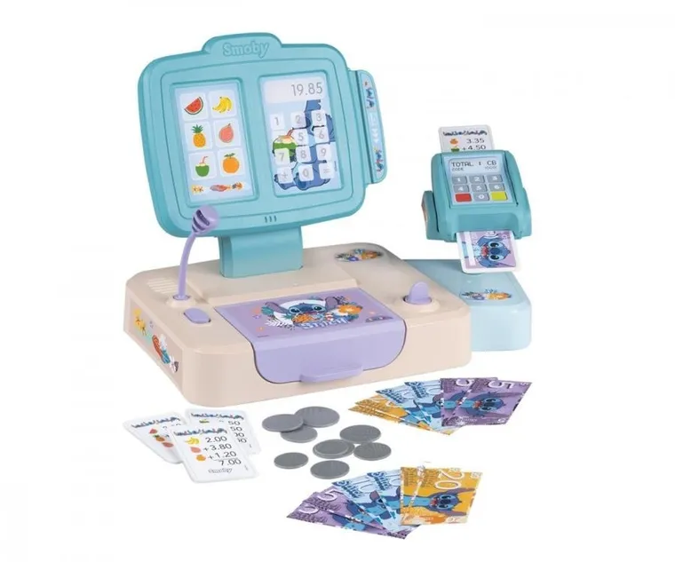 Smoby, Lilo i Stitch, kasa sklepowa z czytnikiem kart, 26 elementów