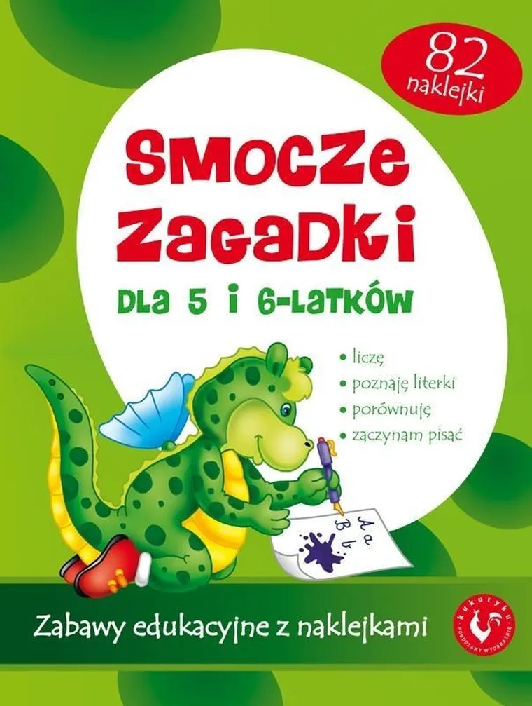 Smocze zagadki dla 5 i 6-latków. Zabawy edukacyjne z naklejkami