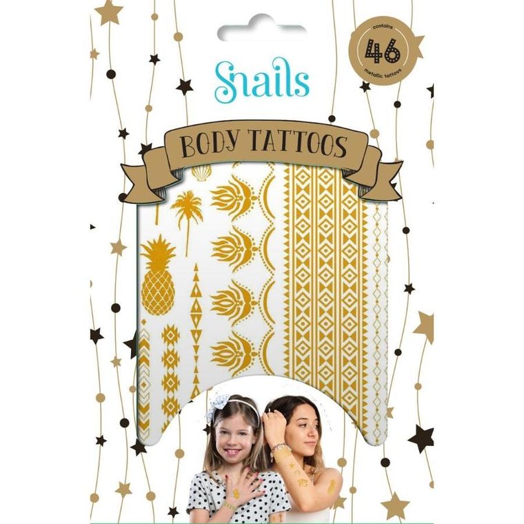 Snails, tatuaże, metaliczne, 46 szt.