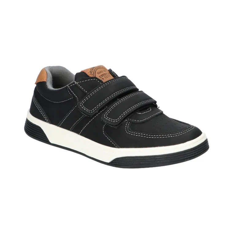 Sneakersy chłopięce, czarne, skórzana wkładka, American Club