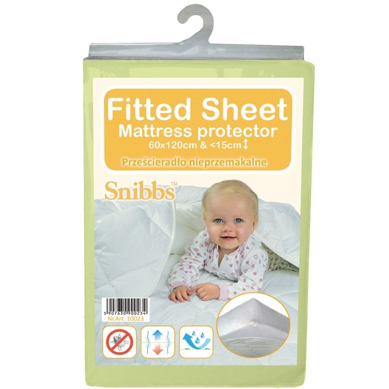 Snibbs, nieprzemakalne prześcieradło, zielone, 60-120 cm