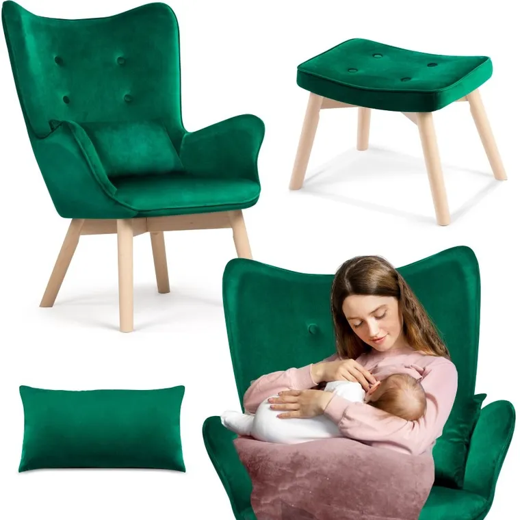 Sofotel, Norse, fotel uszak z podnóżkiem, ciemno zielony