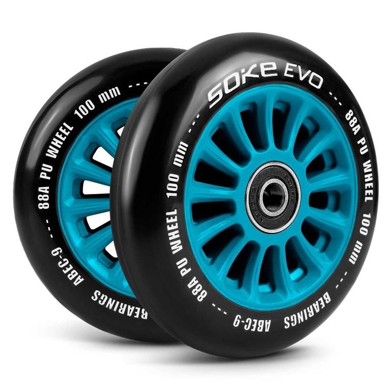 Soke, kółka do hulajnogi, 100 mm, niebieskie, 2 szt.