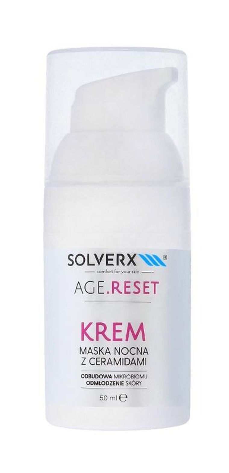 Solverx, Agereset, krem, maska nocna do twarzy, odbudowa mikrobiomu & wygładzenie skóry, 50 ml